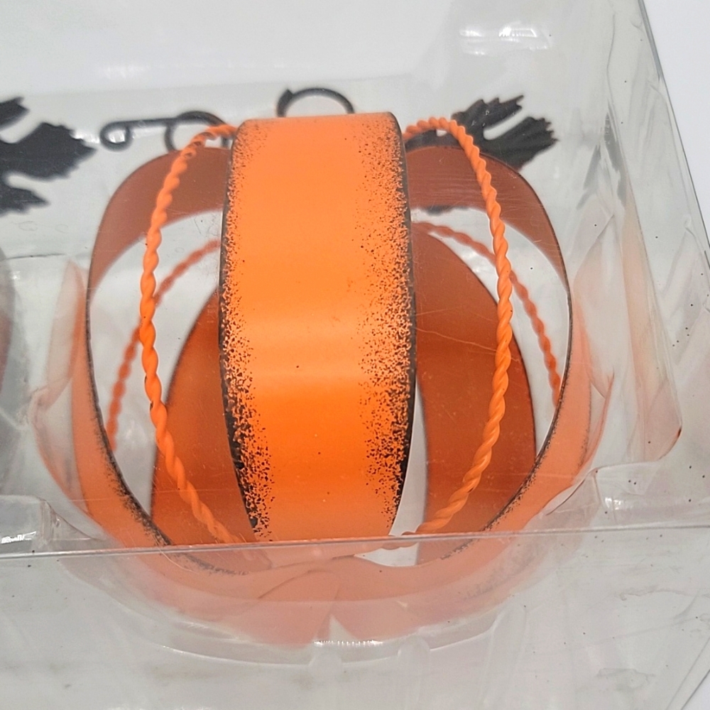 New Orange & Galvanized Metal Pumpkins 2pcs Holiday / Thankksgiving Decor - Picture 3 of 3